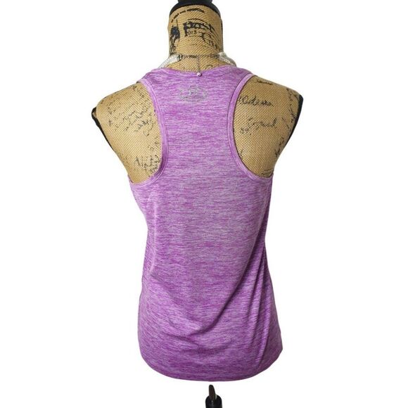 Under Armour Womens Racerback S Purple Heathered Tank Top Workout Run HeatGear - Picture 4 of 5